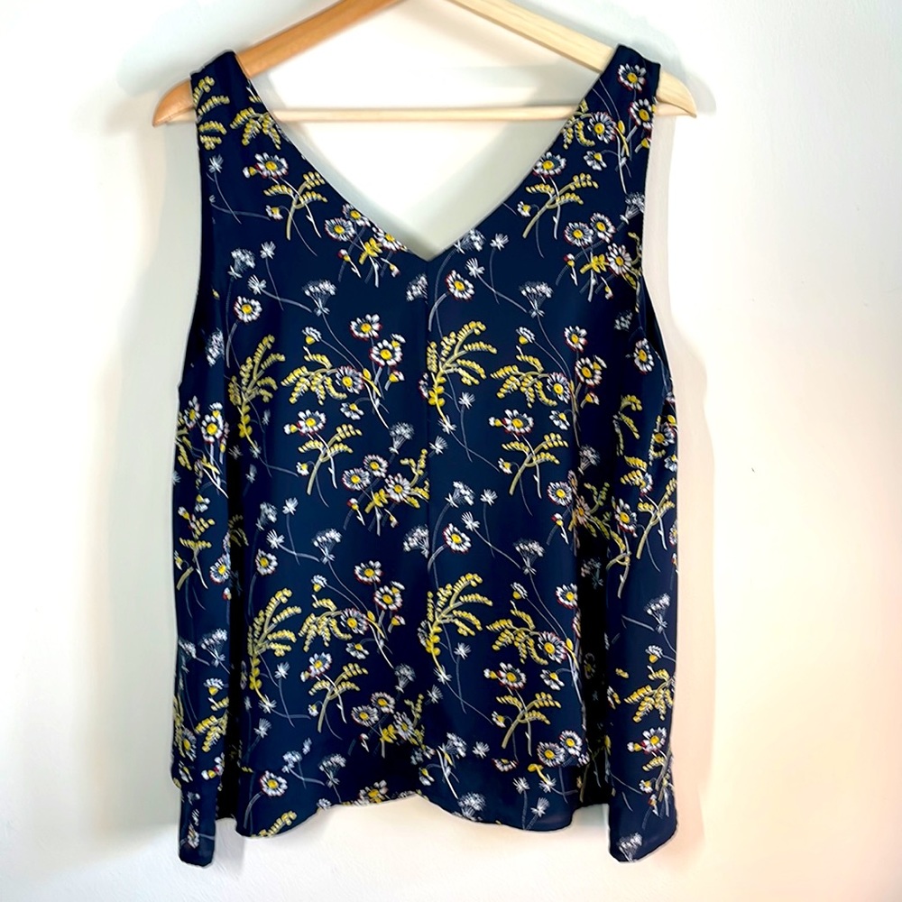 LOFT Chiffon Floral Sleeveless Blouse